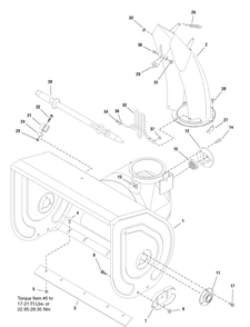 Auger Housing And Chute Group - 66, 71 And 81 Diagram and Parts List for 1695339-966D 2007 Briggs and Stratton Snow Blower